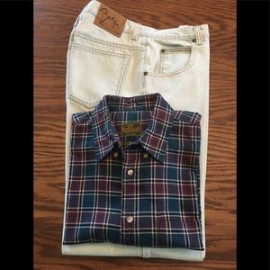 Men’s Evergreen Plaid Long Sleeve Shirt Size M